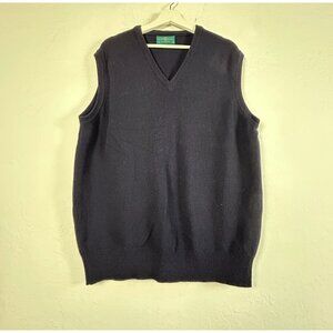 Alan Paine Luxury Knitwear Mens V-Neck Sleeveless Sweater Vest Size UK 46 Navy